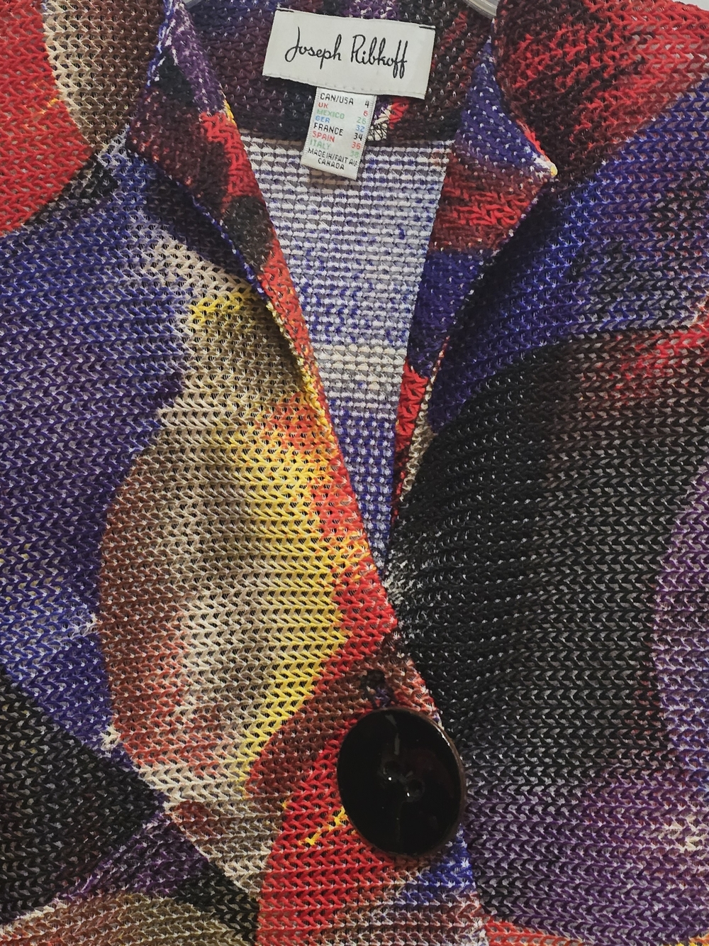 Joseph Ribkoff Multicolor Abstract Single-Button Blazer - Picture 4 of 6